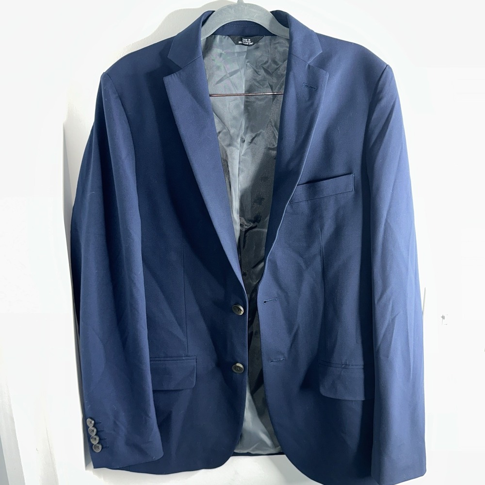 Haggar Men's Navy Sport Coat Blazer Slim Fit Active Series 2 Button  Size 38 R